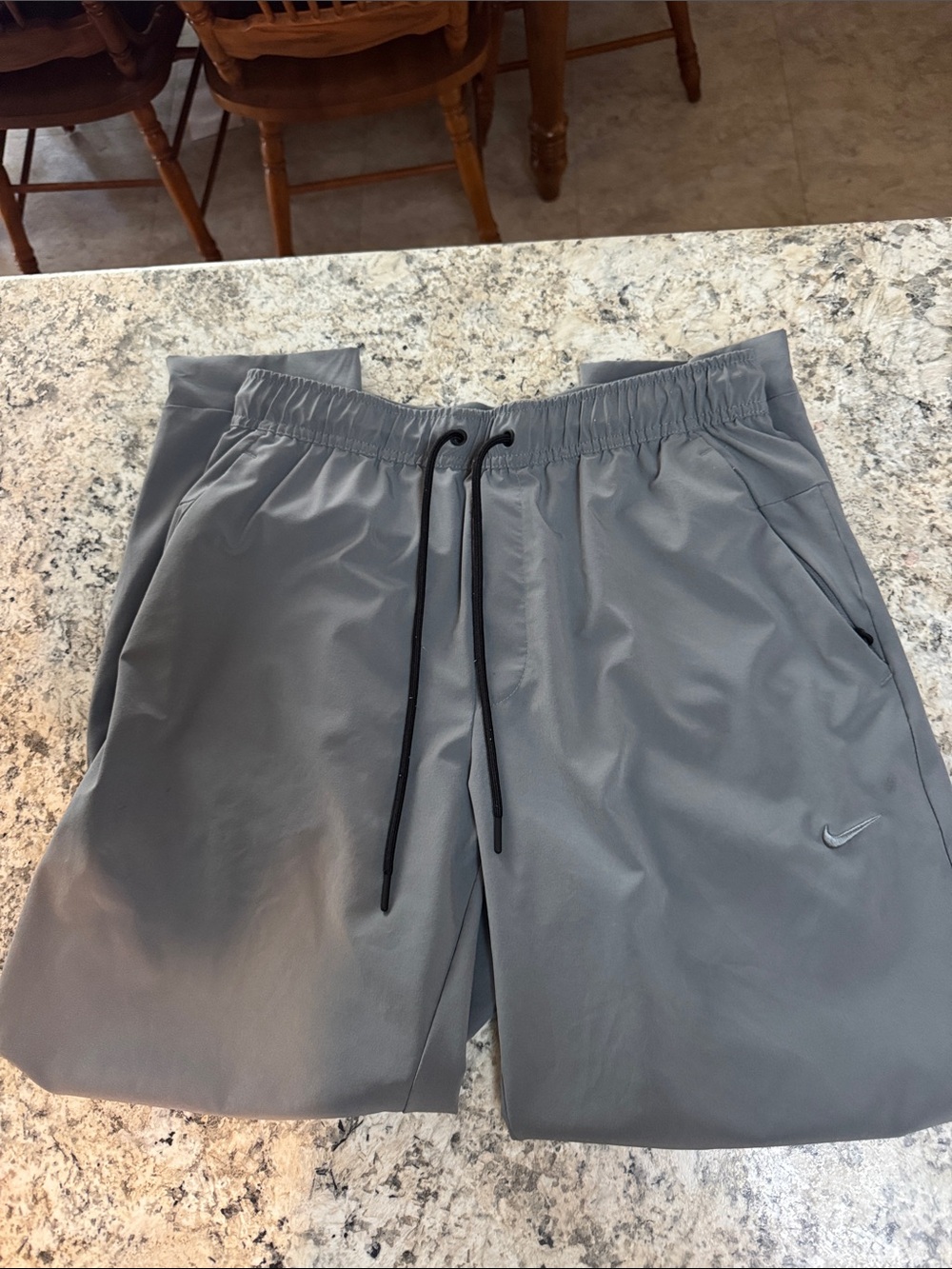 Nike Grey Athletic Drawstring Shorts with Black Cord